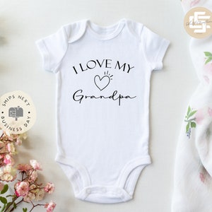 I love my grandpa Onesie® hi grandpa baby Onesie®, cute grandpa newborn body suit. newborn baby gift.