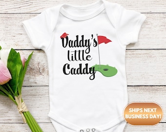 Daddy's Little Caddy Baby Onesie® Daddy's golfing buddy baby Onesie®, golf baby body suit. newborn baby gift,