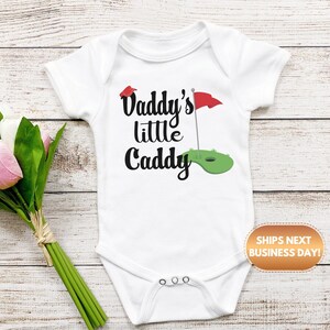 Daddy&#39;s Little Caddy Baby Onesie® Daddy&#39;s golfing buddy baby Onesie®, golf baby body suit. newborn baby gift,