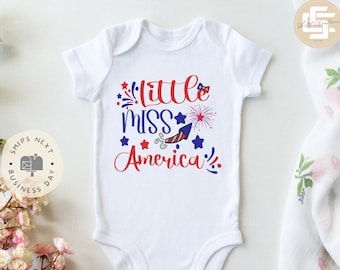 Little Miss America  Baby Onesie®, 4th of July baby Onesie®,  Patriotic baby onesie. cute baby gift.