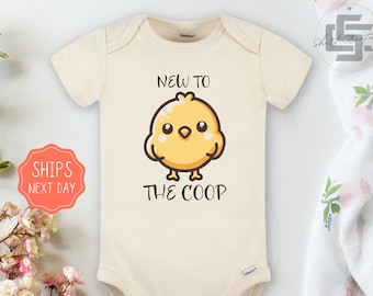 New to the coop Baby Onesie® Farm animal baby Onesie®, Little farmer newborn body suit. baby chick newborn baby gift.