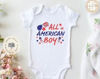 All American boy Onesie®, 4th of July baby Onesie®,  baby announcement body suit. cute baby gift.