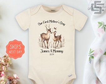 Gift for First Mother's day Onesie®, New mom baby Onesie® , Our first mothers day Personalized 2024. Newborn baby mothers day gift.