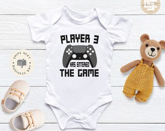 Player 3 has entered the game Baby Onesie®, Player three baby Onesie®, newborn baby body suit. cute baby gift.