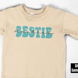 Auntie&#39;s Bestie Natural Toddler T-Shirt, funny kids shirt, toddler gift shirt.