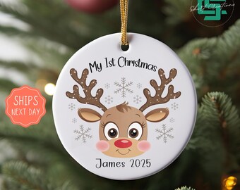 Baby's First Christmas Ornament Custom Baby Name Gift Personalized Baby...