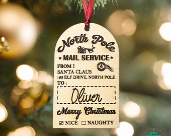 Etiqueta de regalo navideña personalizada, nombre grabado a medida, etiqueta para calcetín navideño. Adorno con nombre personalizado.