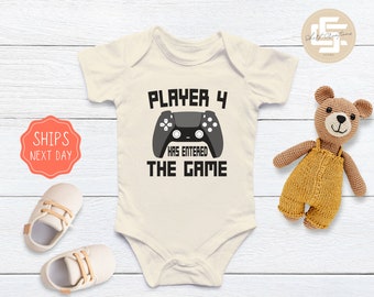 Player 4 has entered the game Baby Onesie®, Player four baby Onesie®, newborn baby body suit. cute baby gift.