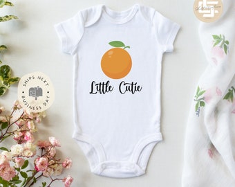 Little Cutie Baby Onesie®, Cute orange baby Onesie®,  baby announcement body suit. cute baby gift.