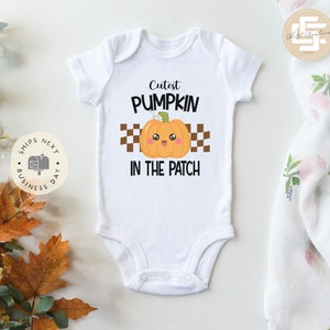 Cutest pumpkin in the patch Baby Onesie®, Halloween pumpkin baby Onesie®, Pumpkin baby body suit. cute baby gift.