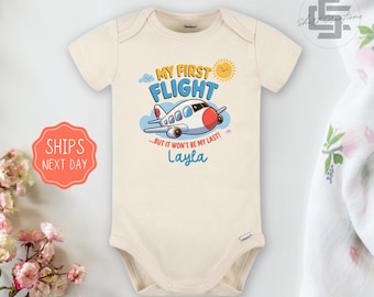 Mono para el primer vuelo del bebé®, mono para mi primer viaje en avión, conjunto para bebé que vuela por primera vez, camiseta para niño pequeño que viaja por primera vez.