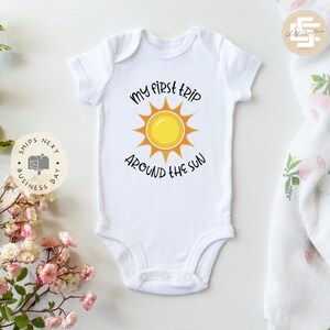First trip around the sun Baby Onesie®, first birthday baby Onesie®, birthday  baby body suit. cute baby gift.
