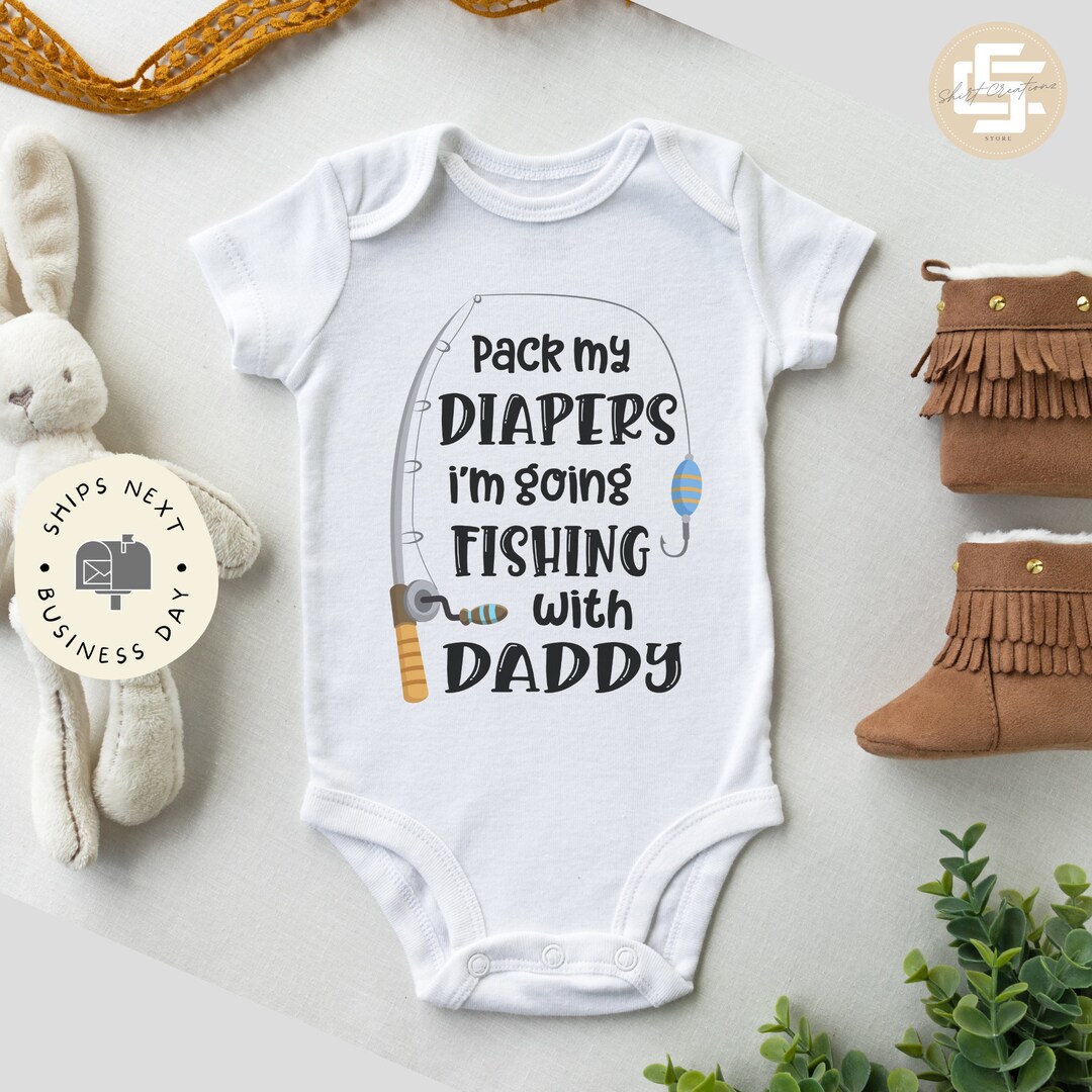 Fishing Baby Onesie®, Pack My Diapers Baby Onesie®, Going Fishing Baby
