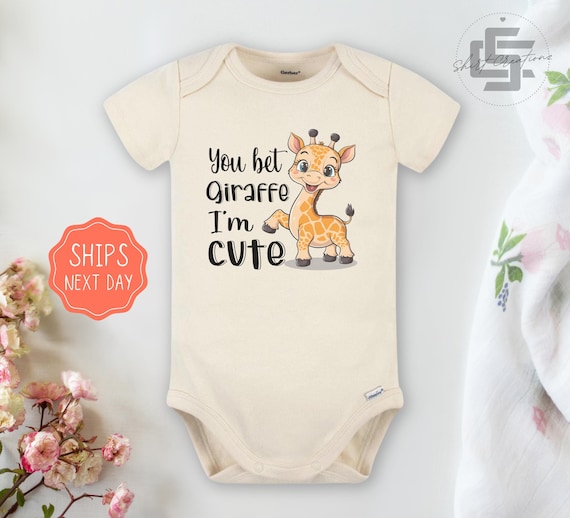 Giraffe baby Onesie® You bet giraffe i'm cute Onesie®, cute giraffe newborn body suit. funny newborn baby gift.