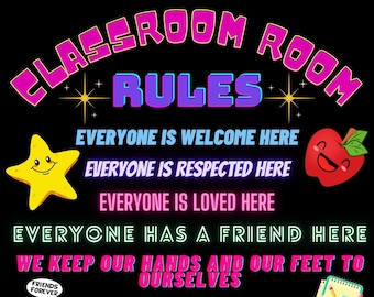 Classroom Rules Decor Wall Art, Printable Classroom Poster, Homeschool Poster PDF, Teacher Room Decor Printable