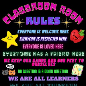 Classroom Rules Decor Wall Art, Printable Classroom Poster, Homeschool Poster PDF, Teacher Room Decor Printable