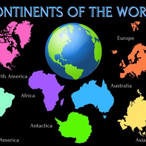 Continents of the World Classroom Decor Wall Art, Printable Classroom ...