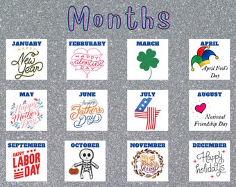 Calendar Months Decor Wall Art, Printable Classroom Poster, Homeschool Poster PDF, Teacher Room Decor Printable