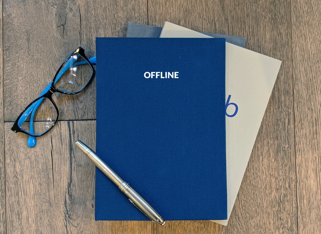 Offline Notebook Offline A5 Notebook: PU Leather, Dot Grid, Phone Stand - Etsy