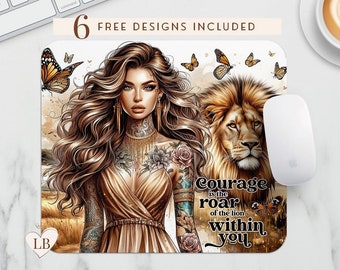 Inspirational Lion Mouse Pad Sublimation Design (Digital Download)
