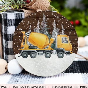 Cement Truck Ornament PNG, Construction Ornament Sublimation, Construction Vehicle Ornament PNG, Cute Kids Christmas PNG For Sublimation