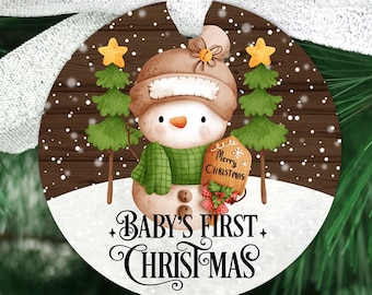 Adorno navideño de muñeco de nieve para bebé (PNG): Diseño de sublimación (descarga digital)