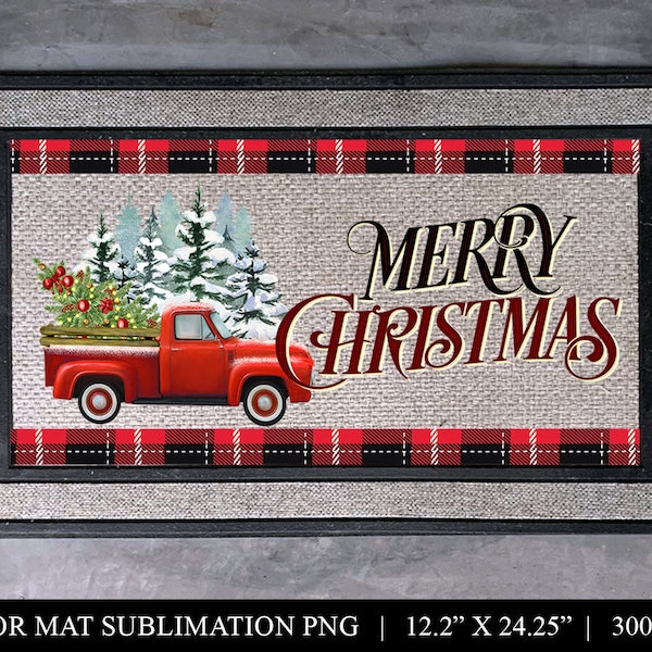 Red Truck Doormat Etsy