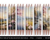Magnolia Pen Wrap Sublimation Designs: Watercolor Floral Pen Wraps (Digital Download)