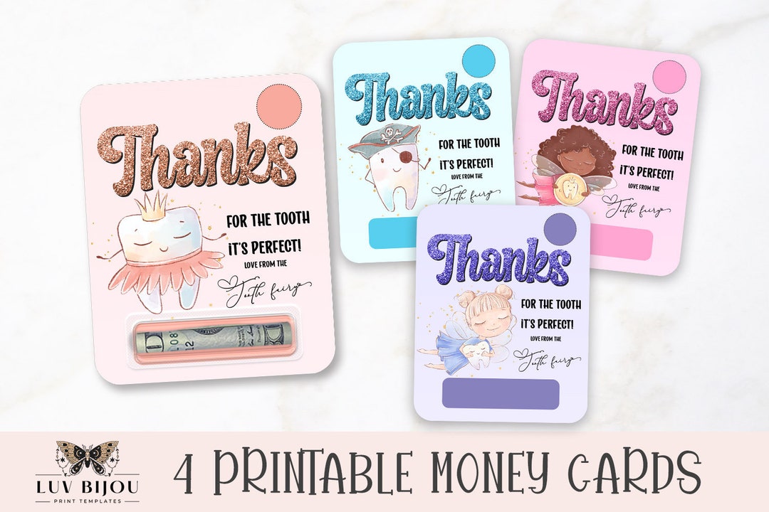 Cute Tooth Fairy Money Cards, Printable Tooth Fairy Money Cards, Tooth ...