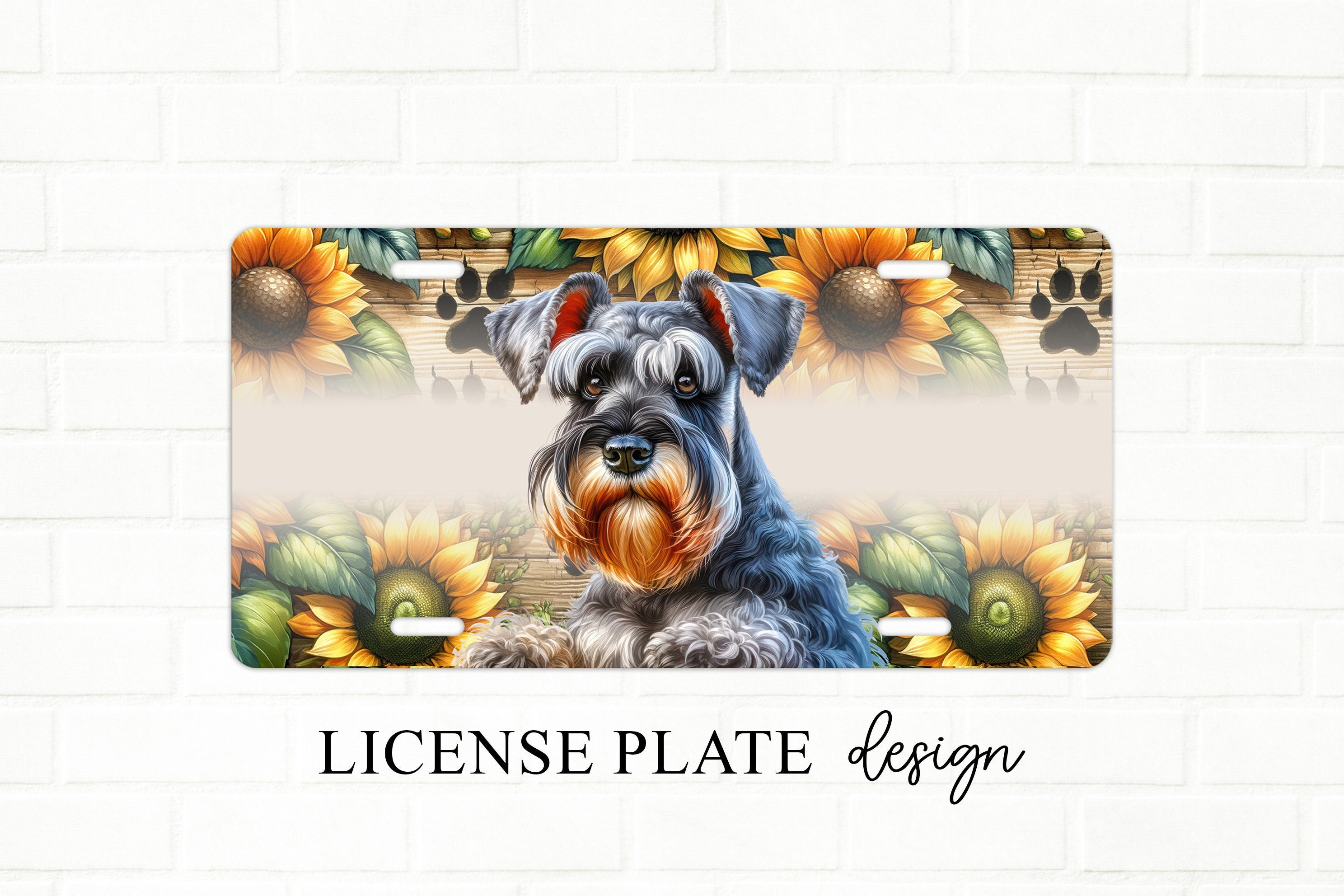 Protected By Giant Schnauzer Metal License Plate Frame - Heavy Duty Car Truck Accessories