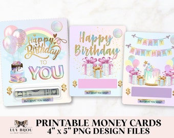 Printable Birthday Money Card Holder, Money Card Bundle, Print Then Cut PNG Design Files, Birthday Gift Card Holder, Birthday Lip Balm Pouch