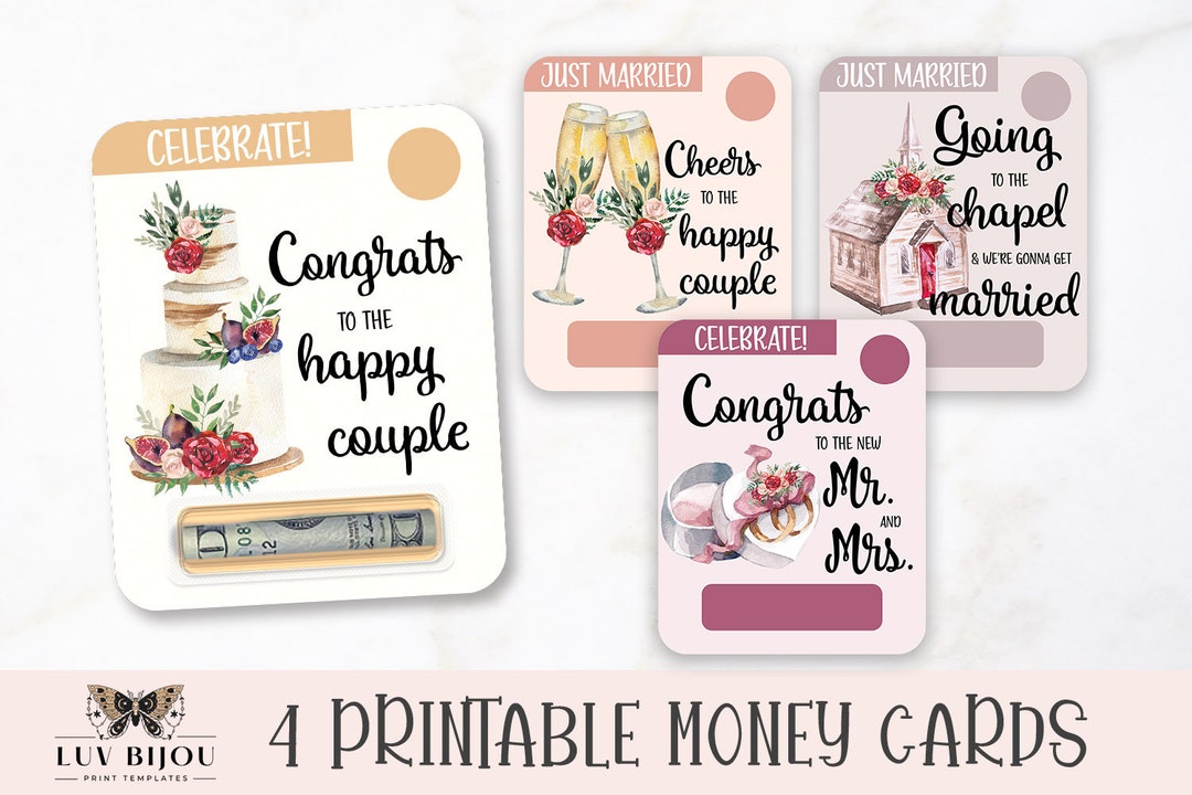 Wedding Money Card Holder, Printable Money Card Bundle, Print Then Cut ...