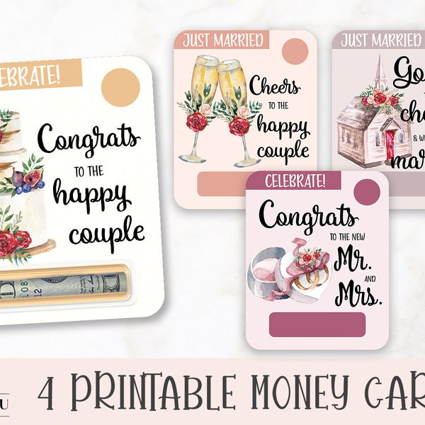 Wedding Money Card Holder, Printable Money Card Bundle, Print Then Cut PNG Design Files, Wedding Gift Card Holder, Newlywed Cash Gift