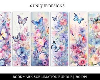 Butterfly Bookmark Printable, Butterfly Sublimation Files, Print And Cut Bookmark Set, Bookmark Template Bundle, Butterflies Bookmark Png