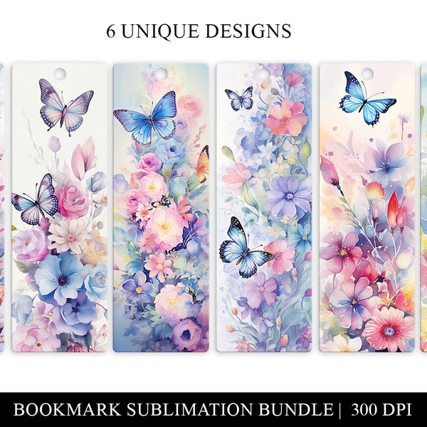 Butterfly Bookmark Printable, Butterfly Sublimation Files, Print And Cut Bookmark Set, Bookmark Template Bundle, Butterflies Bookmark Png