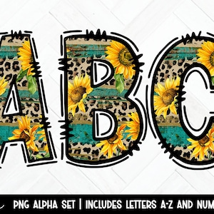 Hand Drawn Doodle, Sunflower Font, Distressed Country Doodle Letters Png, Patterned Numbers & Alphabet, Rustic Upper Case Doodle Alphabet