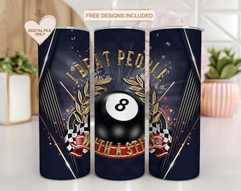 Envoltura divertida para vaso de billar de 8 bolas: Diseño de sublimación (PNG)