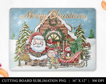 Christmas Cutting Board Sublimation Design: Santa Claus (PNG)