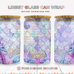 16oz Mermaid Glass Can Wrap, Mermaid Scales Under The Sea Digital Download, Mermaid Sublimation, Mermaid Glass Tumbler Sublimation PNG