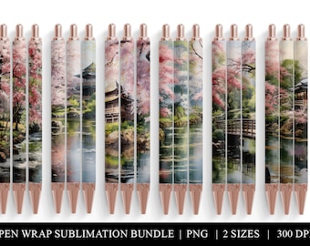 Sakura Pen Wrap Sublimationsdesigns: Aquarell Kirschblüte (Digitaler Download)