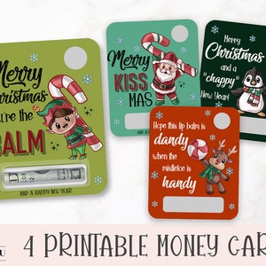 Linda tarjeta imprimible de Navidad, titulares de tarjetas de dinero de Navidad, imprimir y luego cortar tarjetas de bálsamo labial, idea de relleno de medias, Eres el bálsamo - 4 PNG