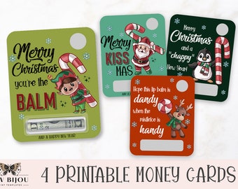 かわいいクリスマスの印刷可能なカード、クリスマスのお金カードホルダー、印刷して切り取るリップクリームカード、クリスマスプレゼントのアイデア、You're The Balm - 4 PNG