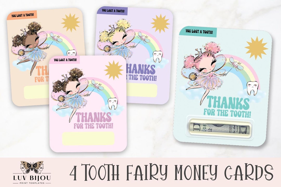 Printable Tooth Fairy Money Card Holder, Money Card Bundle, Print Then Cut PNG Design Files ...