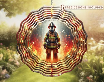 Molinillo de viento de bombero PNG: Diseño de sublimación para primeros auxilios (descarga digital)