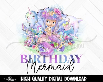 Birthday Mermaid PNG: Under The Sea Party Design (Digital Download)
