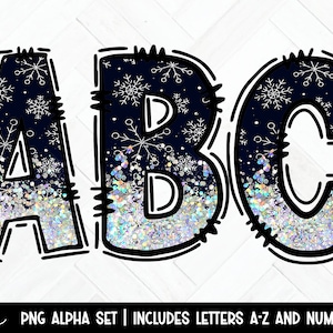 Doodle Letras Png, Alfabeto De Natal, Glitter Floco De Neve Mão Desenhada Letras Maiúsculas E Números, Letras De Inverno, Fonte Clipart