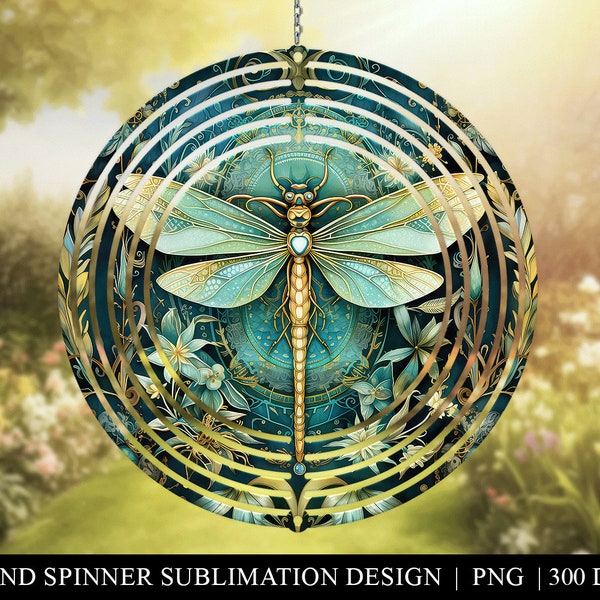 Wind Spinner Png Dragonfly, Hanging Spinners Png, Digital Download, Digital Design, Dragonflies Wind Spinner, 10 Inch Round Sublimation