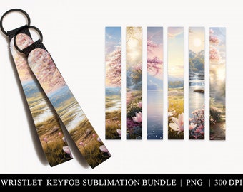 Floral Fantasy Key Fob Wristlet: Sublimation PNG Designs (Digital Download)