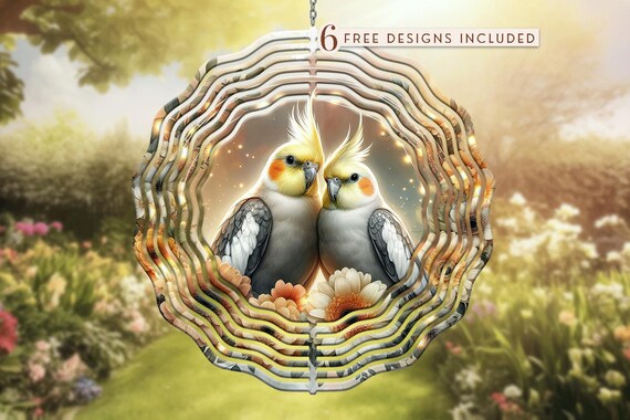 花柄オカメインコ風車昇華デザイン（PNG） - Etsy 日本