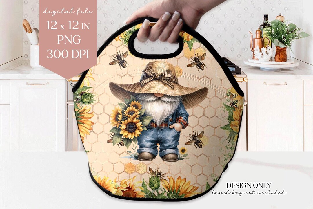 Sunflower Gnome PNG: Bee Floral Sublimation Design (12x12 Digital File ...